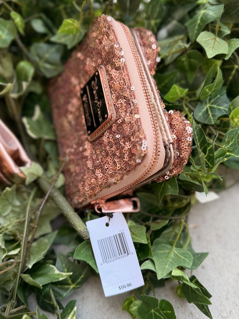 💗 NWT Loungefly Rose Gold Sequin Minnie Ear Mini Backpack with Coin Purse - Picture 5 of 5